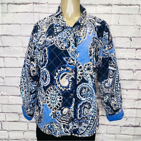 Chicos 1 Blazer Quilted Long Sleeve Paisley jacket size 2 - Picture 1 of 9